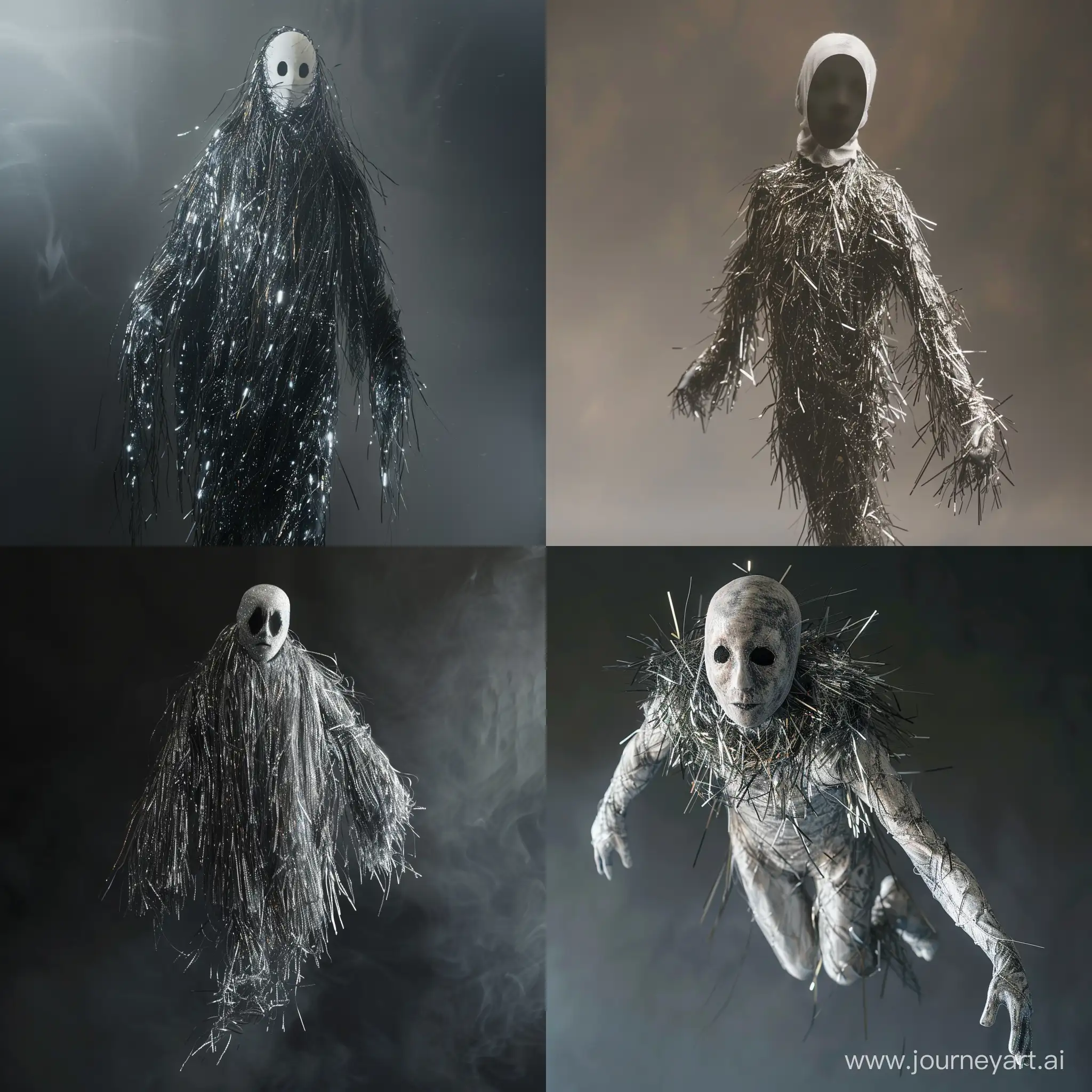 Ghostly-Humanoid-Figure-with-Tinsel-Body-Hair-Floating-in-Supernatural-Aura