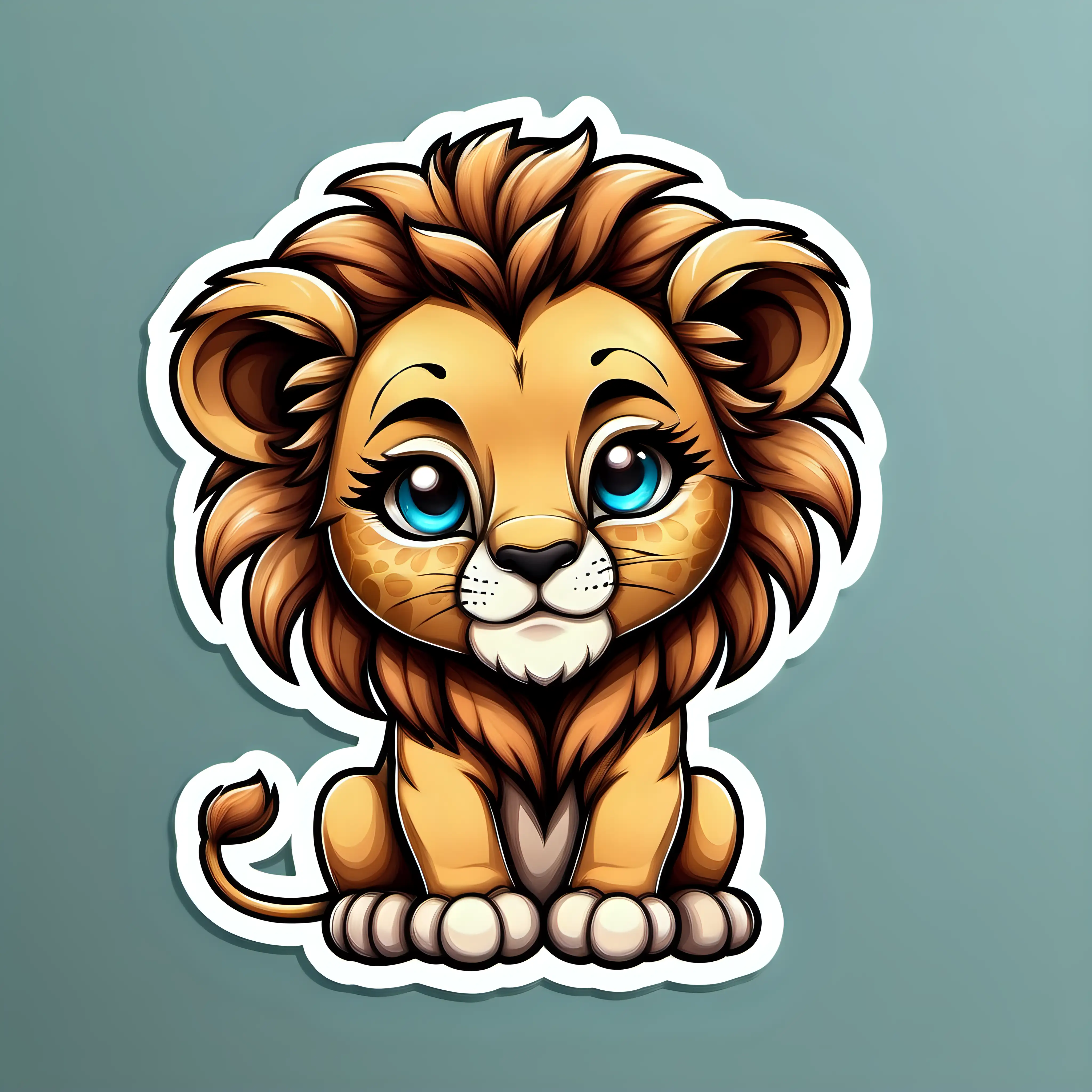 A baby cute lion, sticker style, ultra detailed