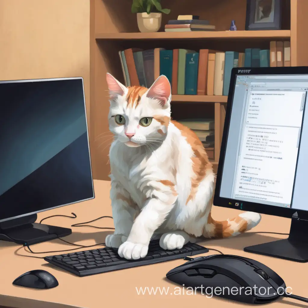 Adorable-Cat-Engaged-with-Computer-Technology