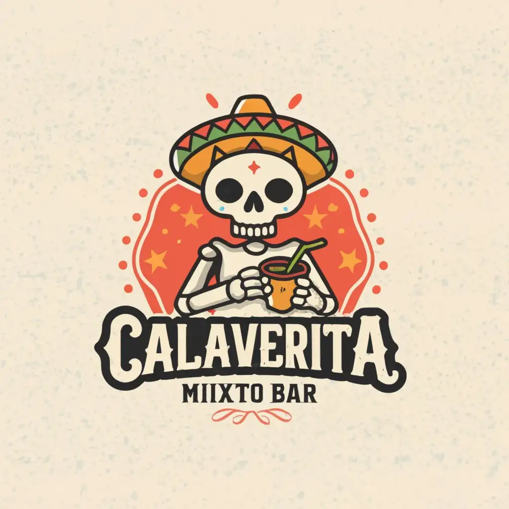 a logo design,with the text "Calaverita mixto bar", main symbol:A skeleton,Moderate,be used in Restaurant industry,clear background