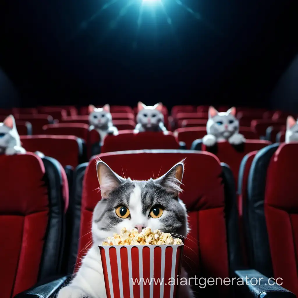 
The cat is watching a movie at the cinema