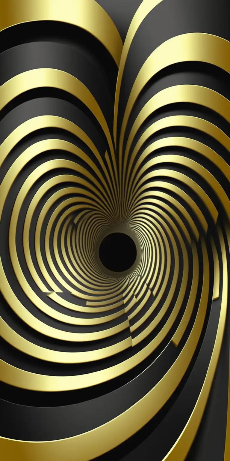 Mesmerizing Black and Gold Optical Illusion Art
