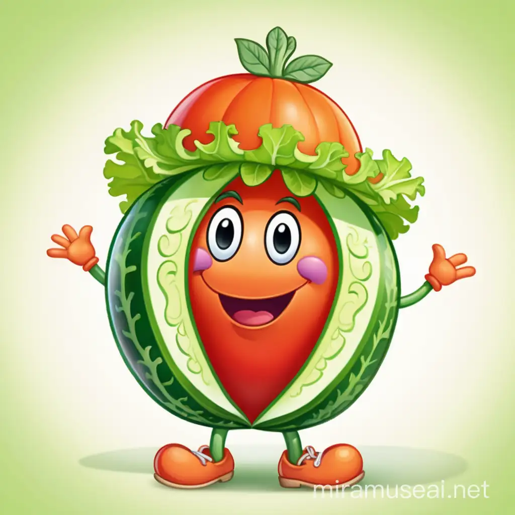 Charming Colorful Veggie Character for Preschool Game