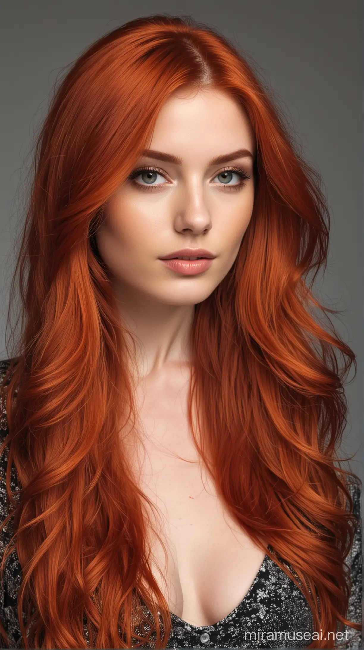 Beautiful model with stunning copper red hair