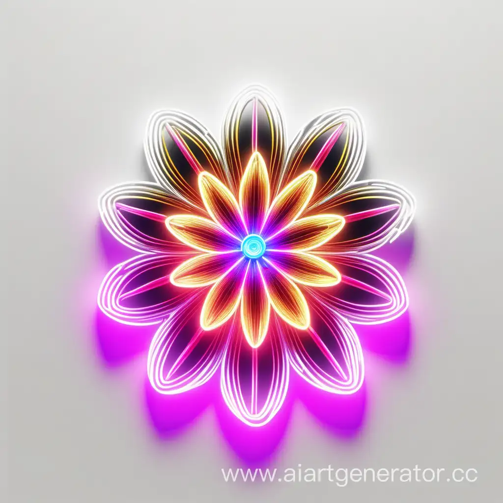Vibrant-Neon-Flower-Blossoming-Against-a-Clean-White-Background-4K-Resolution