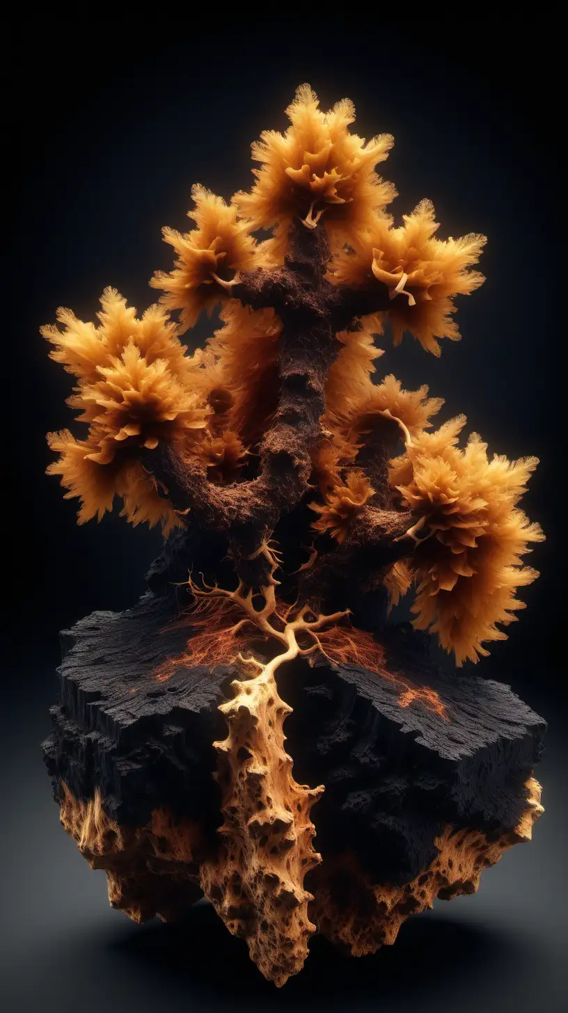 Vibrant 3D Visualization of Healthy Chaga Mushroom Plant