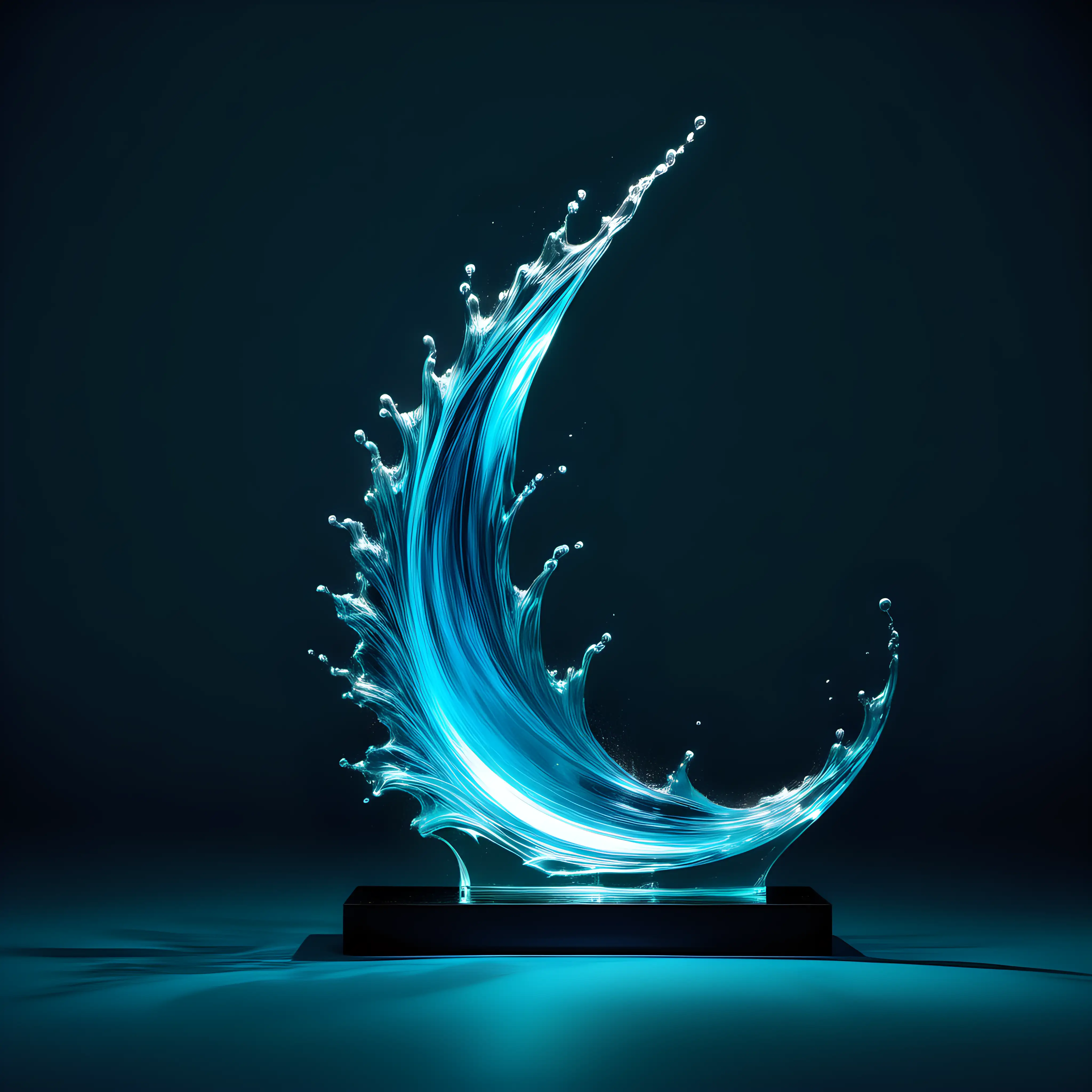 A luminous teal and blue blade shaped like a splashing wave