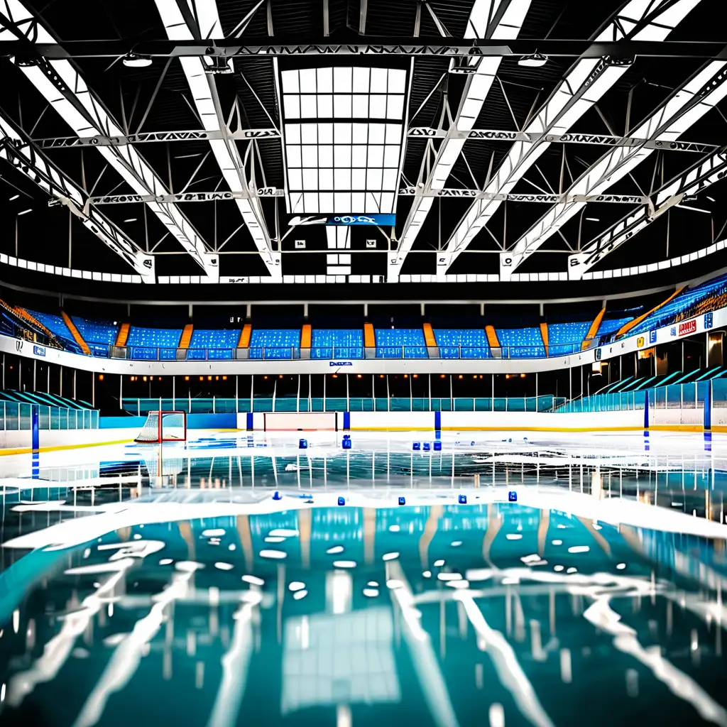 ice-hockey-arena, rink filled with water, indoor-pool, sold-out,  high detail, 8K, shot on Canon EOS 5D Mark IV --ar 9:16 --v 5.1
