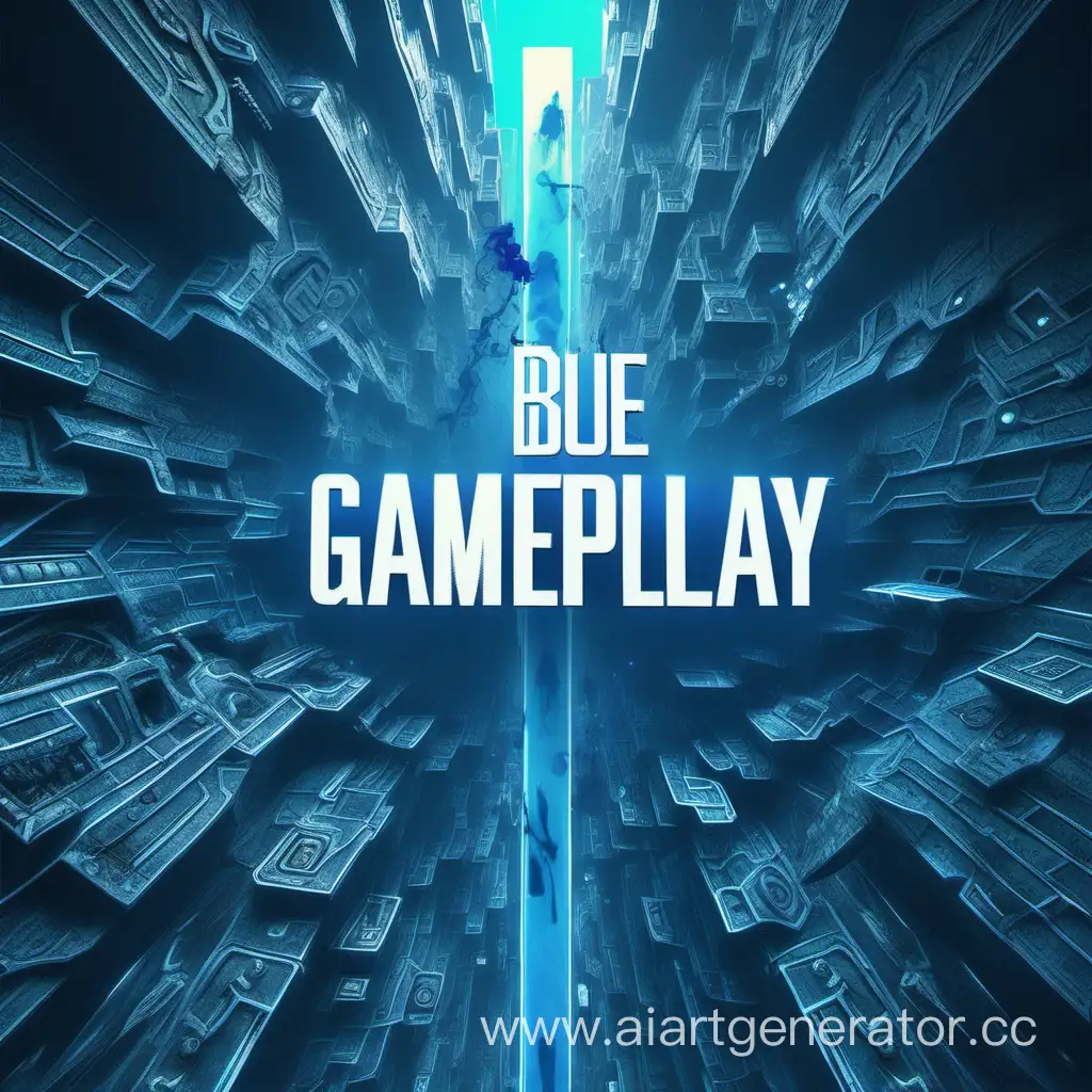  в центре слова GamePlay, синие цвета, брутальная картинка, не слепит глаза