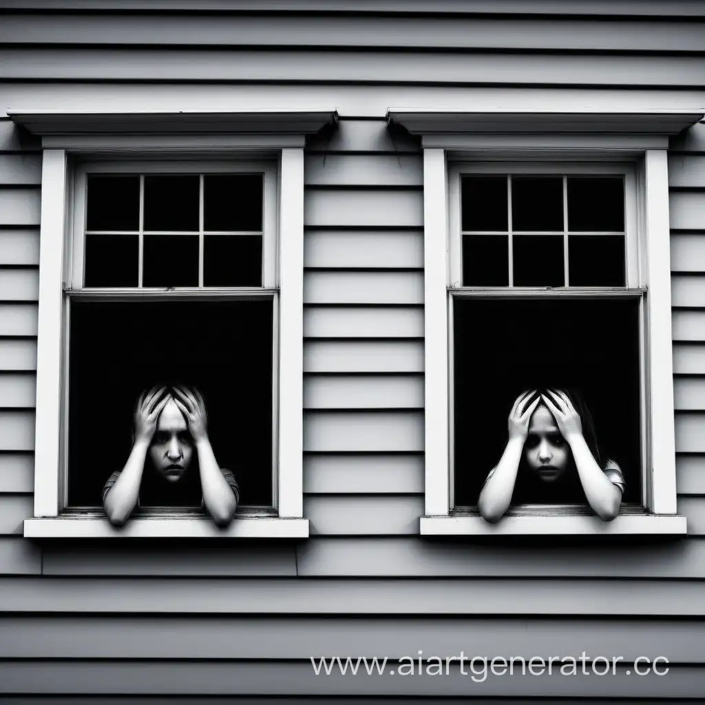 Два дома и окна близко расположены друг к другу , из одного окна выглядывает девушка , всматриваясь во второе , пытаясь разглядеть в нем своего мертвого парня