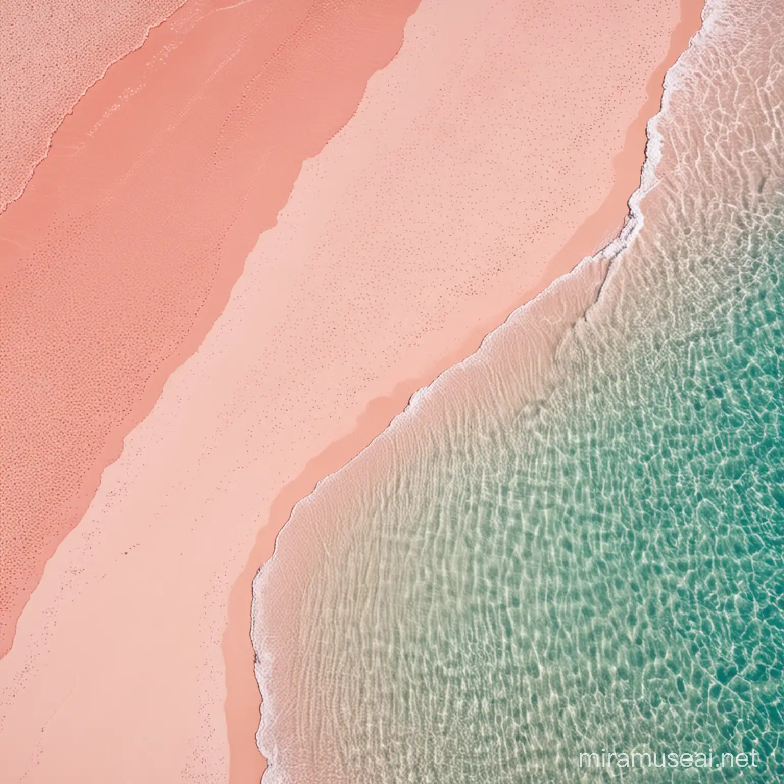 pink sand beach with beautiful turquoise water from an aerial view