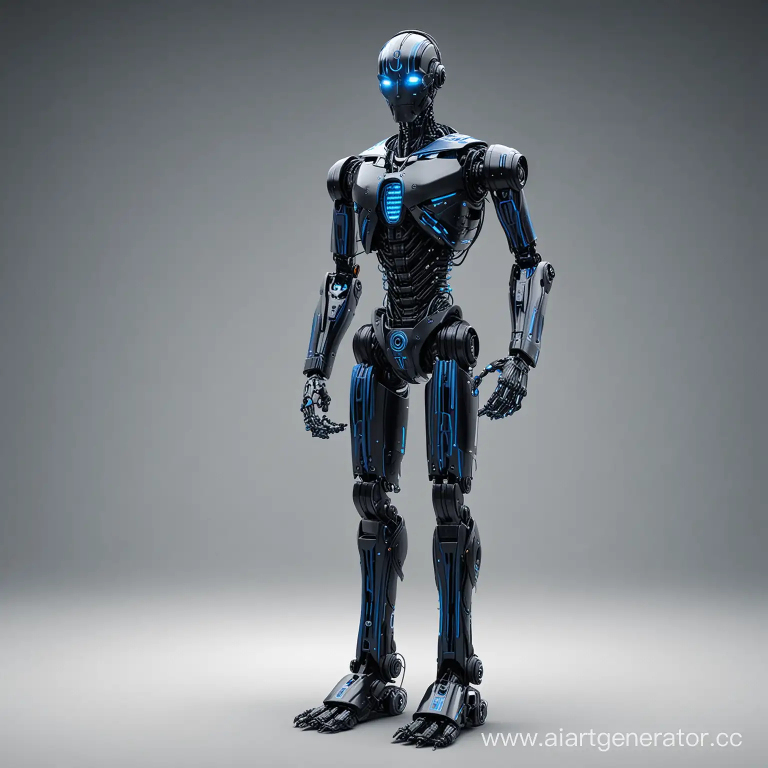 Futuristic-Giant-Black-Robot-with-Blue-Highlights-and-Smooth-Metal-Face