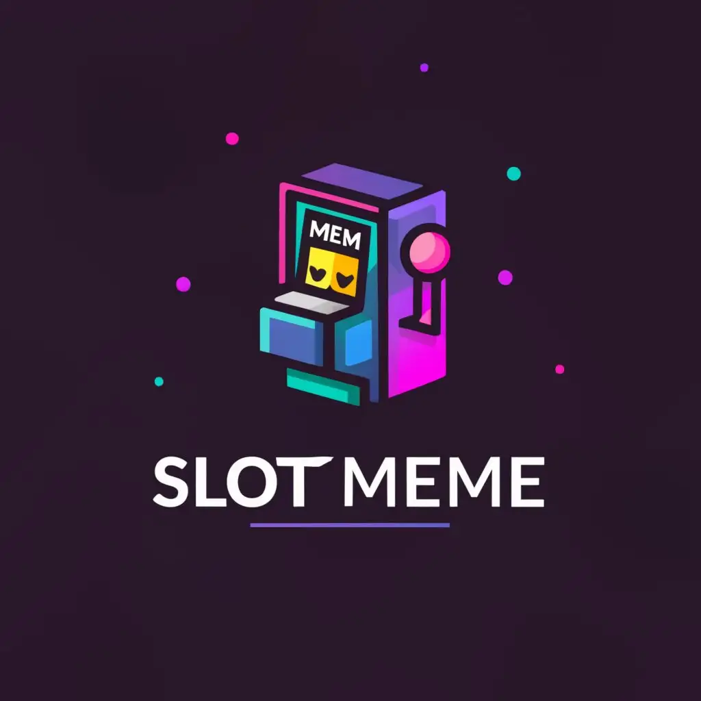 a logo design,with the text "SLOTMEME", main symbol:Blockchain Sweepstakes Project on Slot Machine's MEME Token Model,Moderate,be used in Entertainment industry,clear background