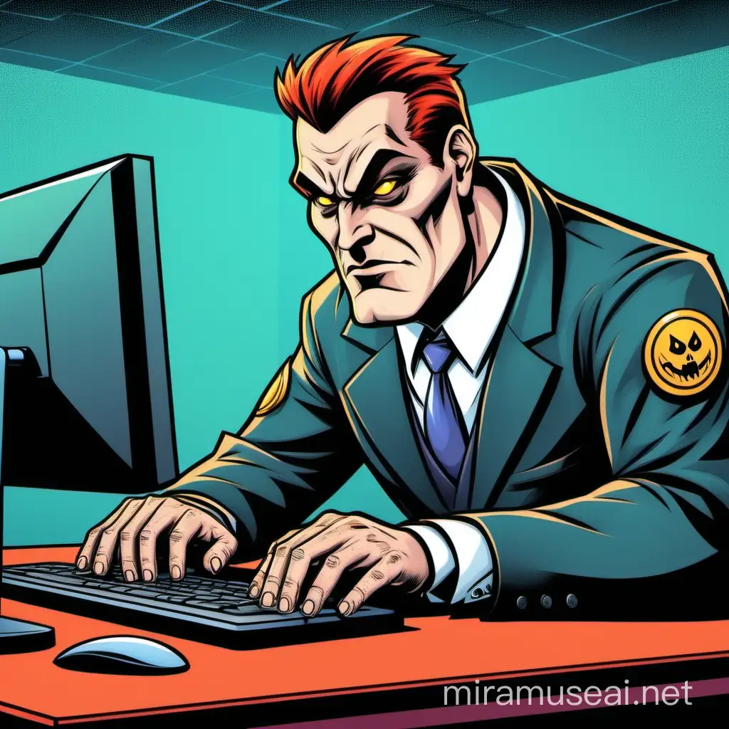 From Hero to Villain Tired IT Security Specialist Embraces a Life of Crime Cartoon Illustration