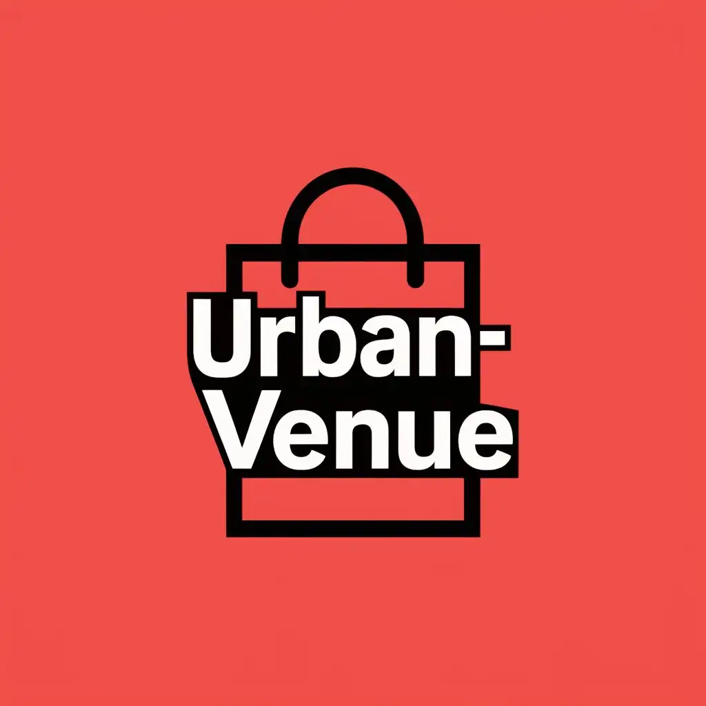 logo, shopping bag or shopping caet, with the text "UrbanVenue", typography, be used in Internet industry