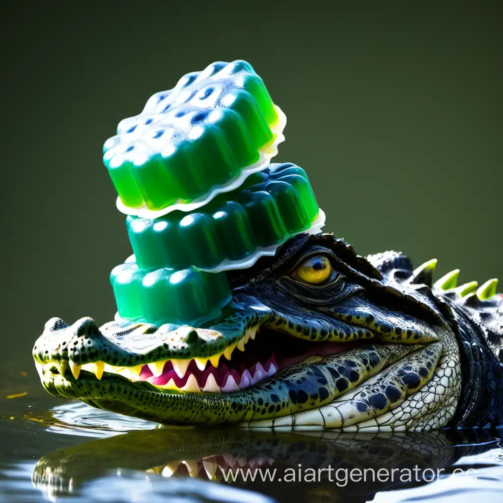 Colorful-Jelly-Spread-on-Playful-Alligators-Head