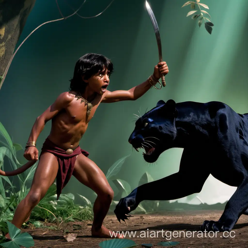Mowgli-Confronts-and-Defeats-the-Panther-Bagheera-in-a-Jungle-Showdown