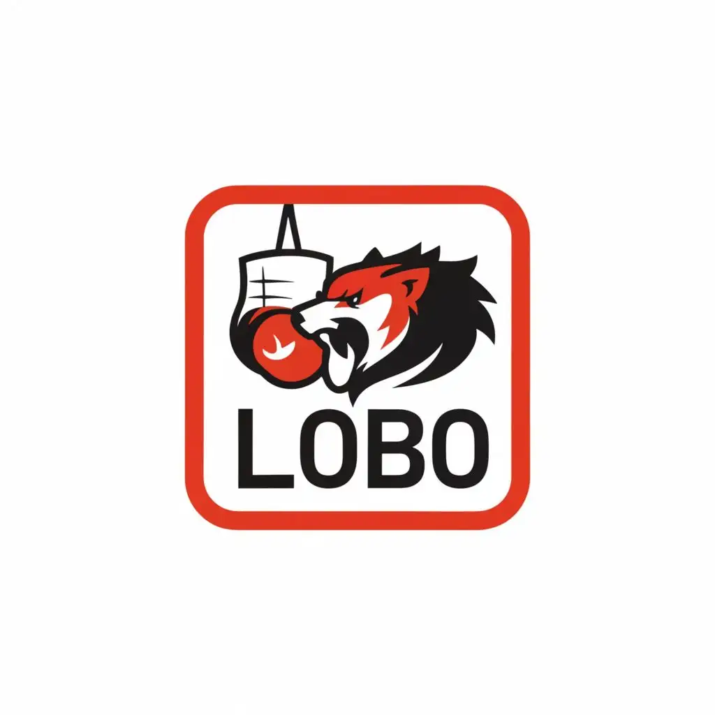 a logo design, with the text 'LOBO', main symbol: BRAND IN BOXING SPORT PRODUCT BRANDING CLEAR NAME, complex, clear background WOLF