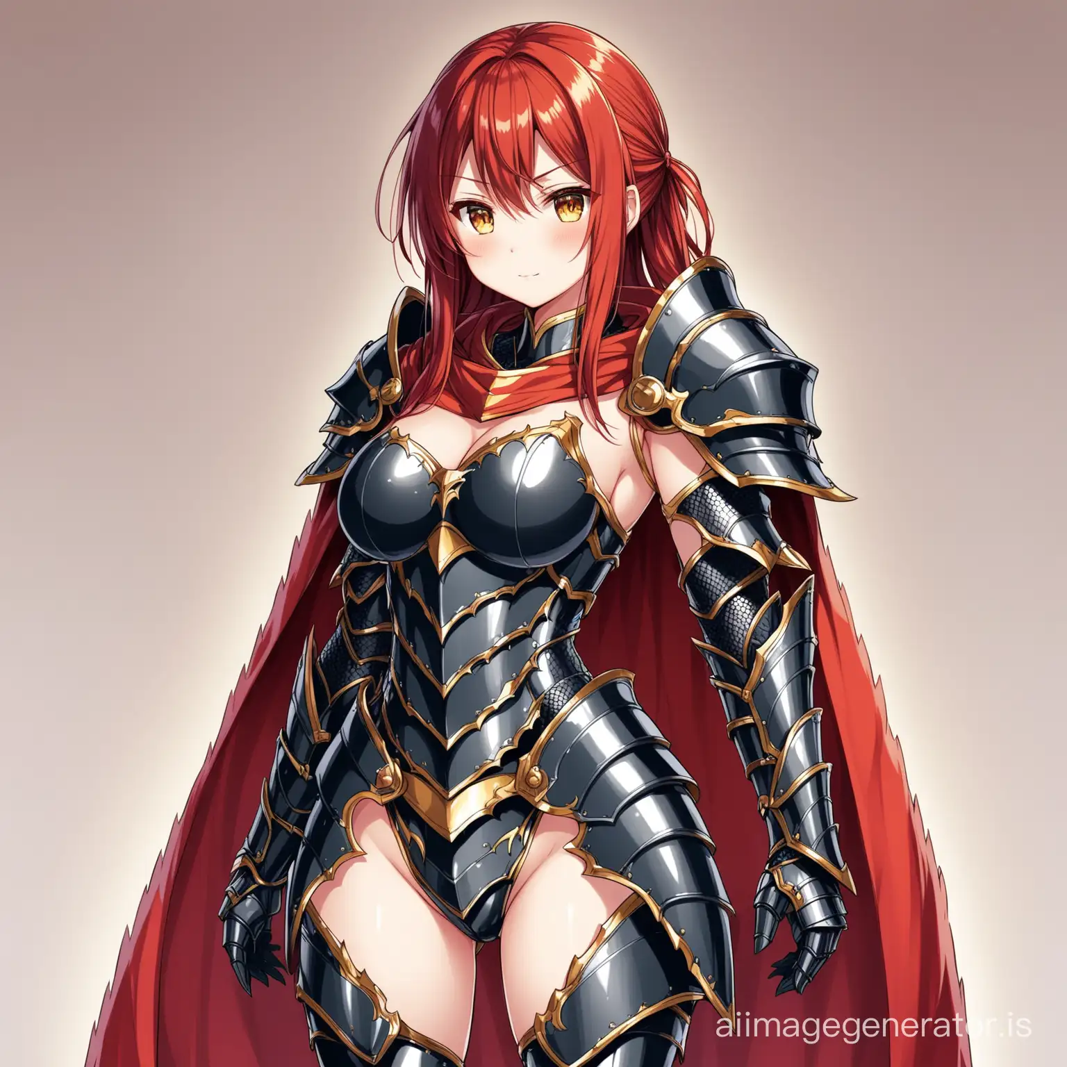 hot anime girl in dragon armour costume wearing a cape