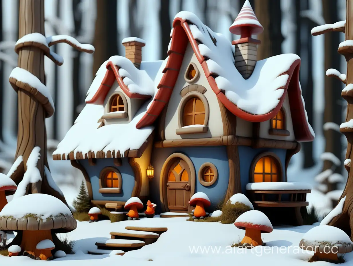 Enchanting-Winter-Scene-Forest-Gnomes-Fairytale-House