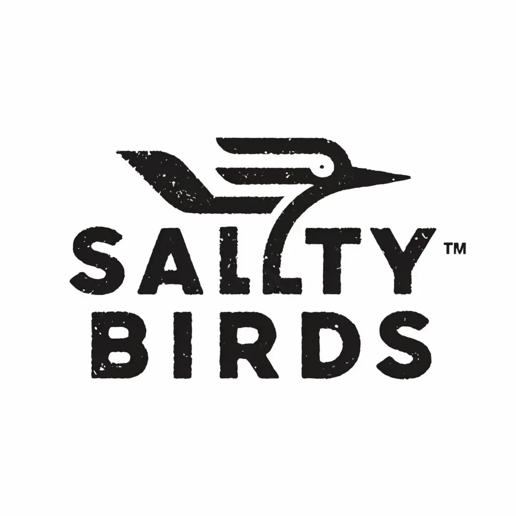 a logo design,with the text "Salty Birds", main symbol:The text included needs a bird  and black and white,Moderate,clear background
