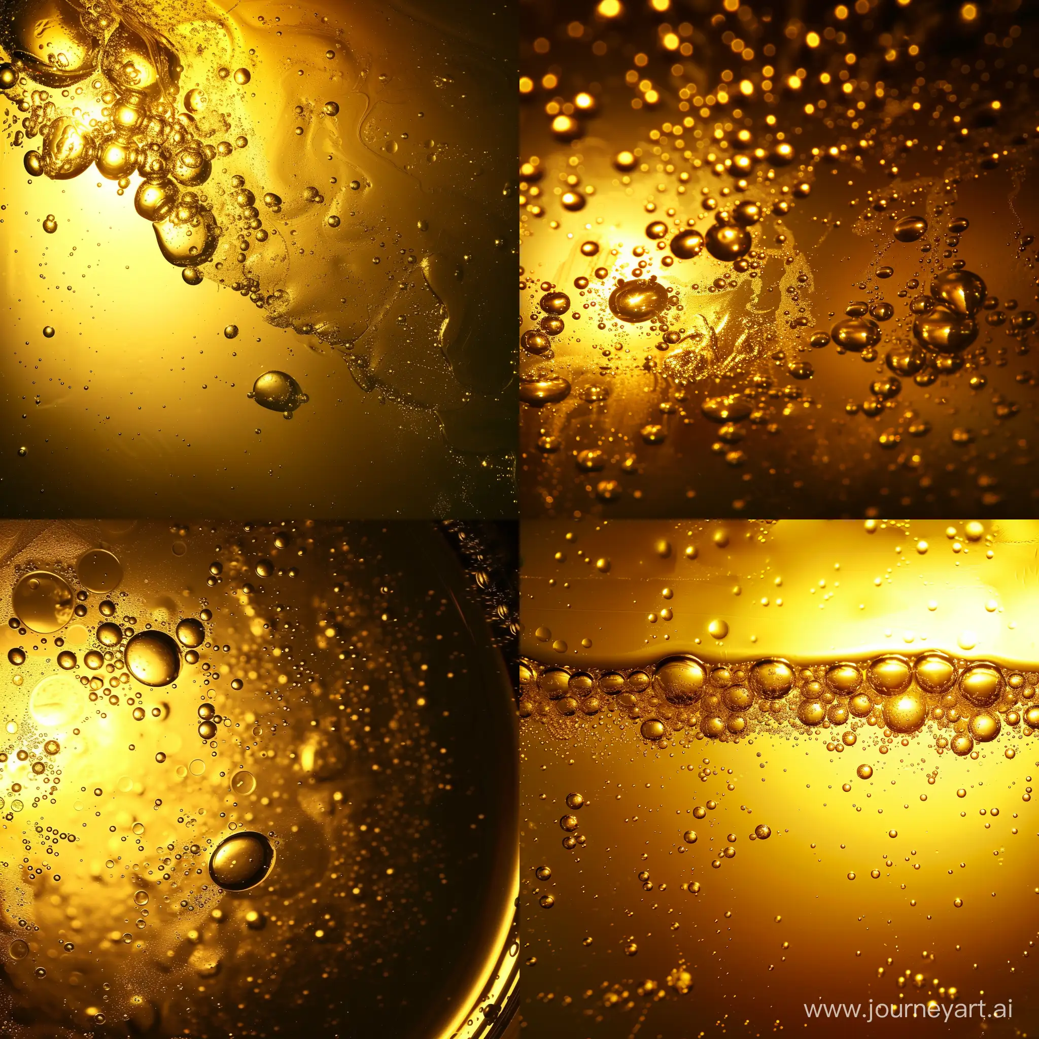 oil with bubbles is illuminated by dim yellow light --v 6 --ar 1:1 --no 44393