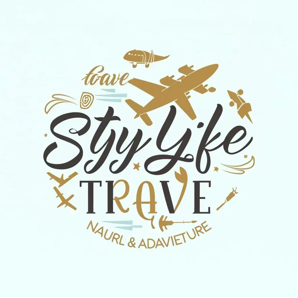 logo, traveling, aeroplane, language, words, cycle, rocket paper, with the text "stylife travel", typography, be used in Travel industry nature,adventure