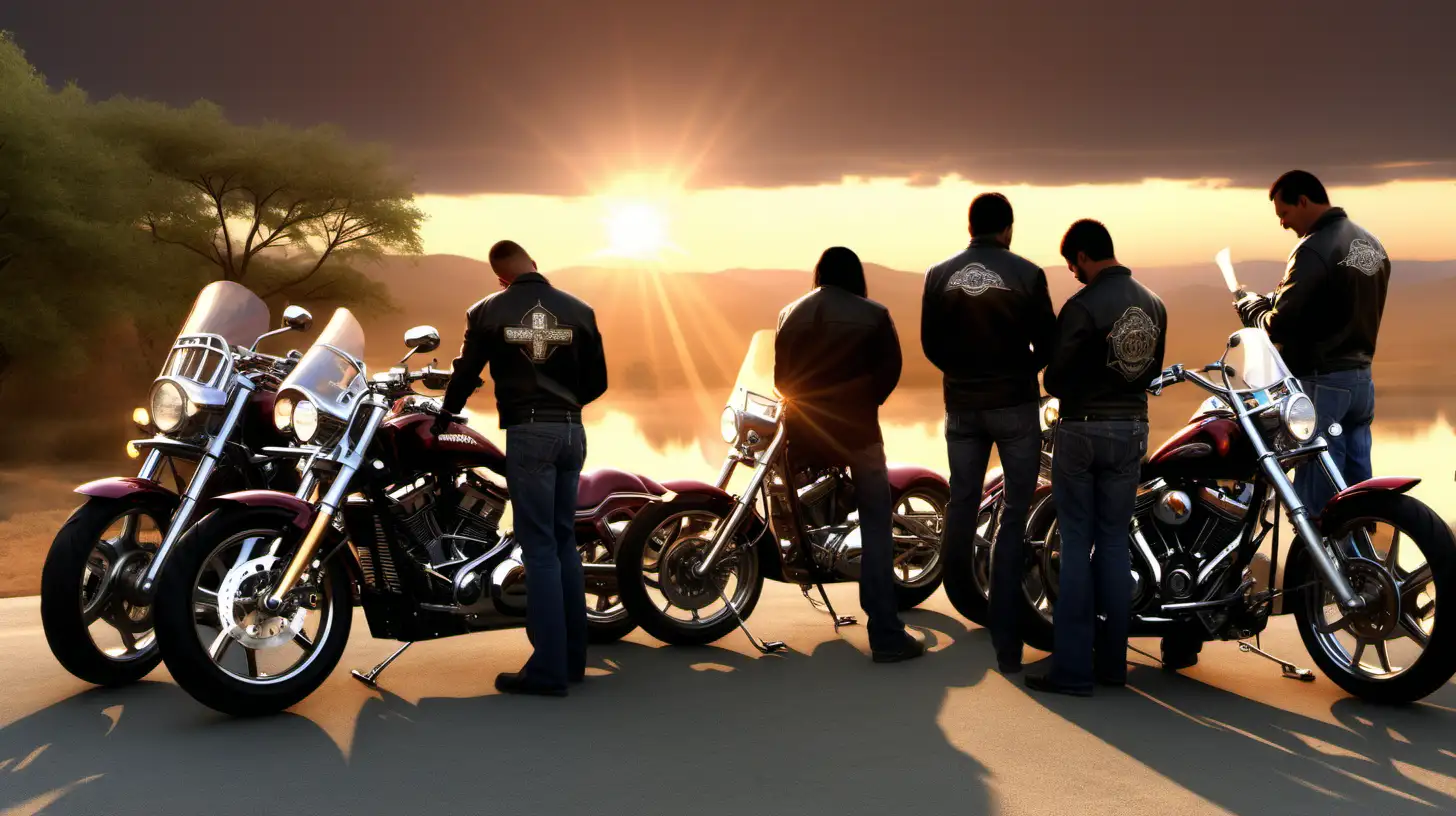 Christian Motorcycle Riders Pause for Prayer at Inspiring Sunrise