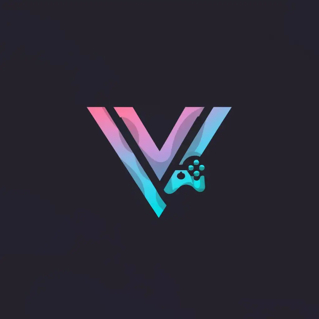 a logo design,with the text "V", main symbol:gaming,complex,clear background
