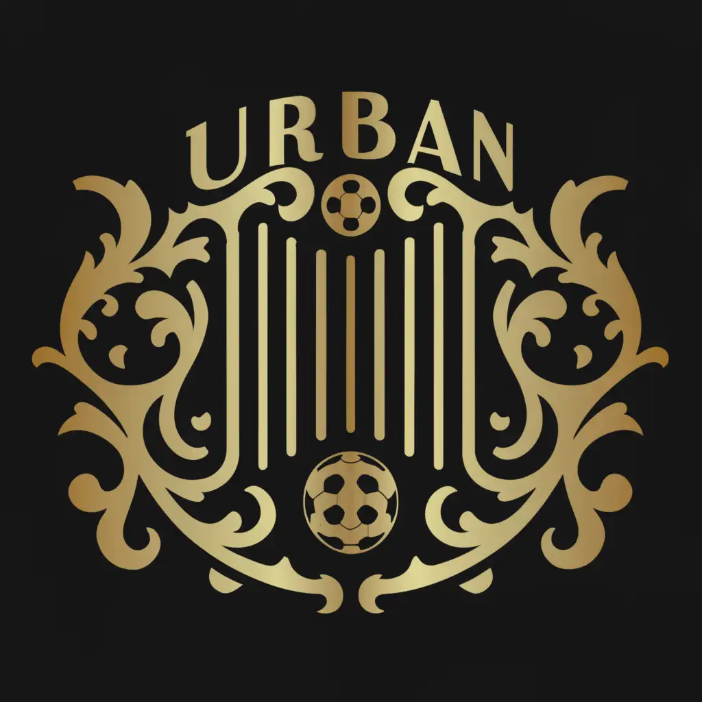 LOGO-Design-For-Urban-Construction-Baroque-Style-Accordion-Fire-and-Soccer-Ball-Emblem