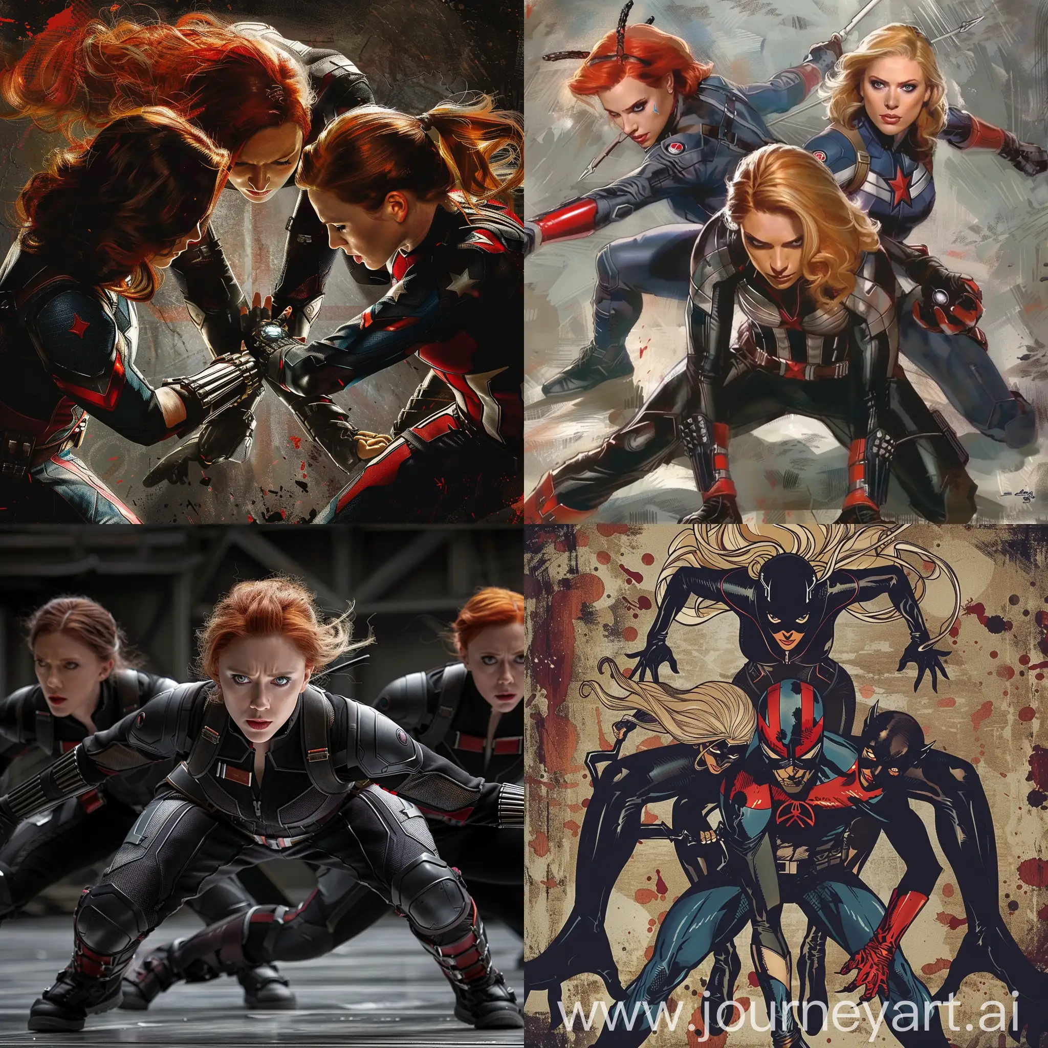 Black-Widows-and-Captain-America-in-Action