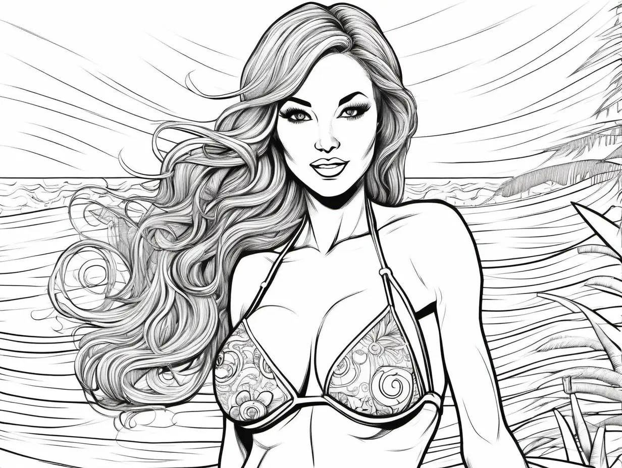 bikini woman for coloring