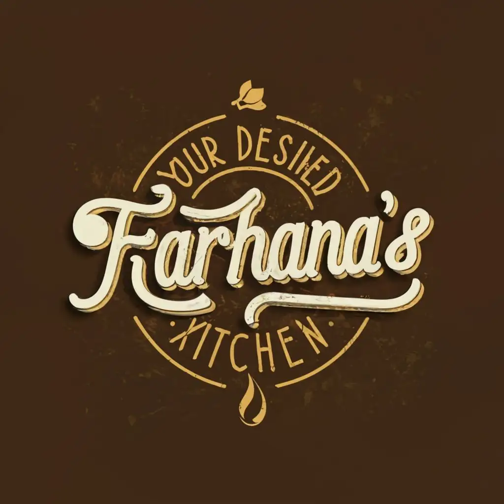 logo, Your Desired Taste, with the text "Farhana's Kitchen", typography