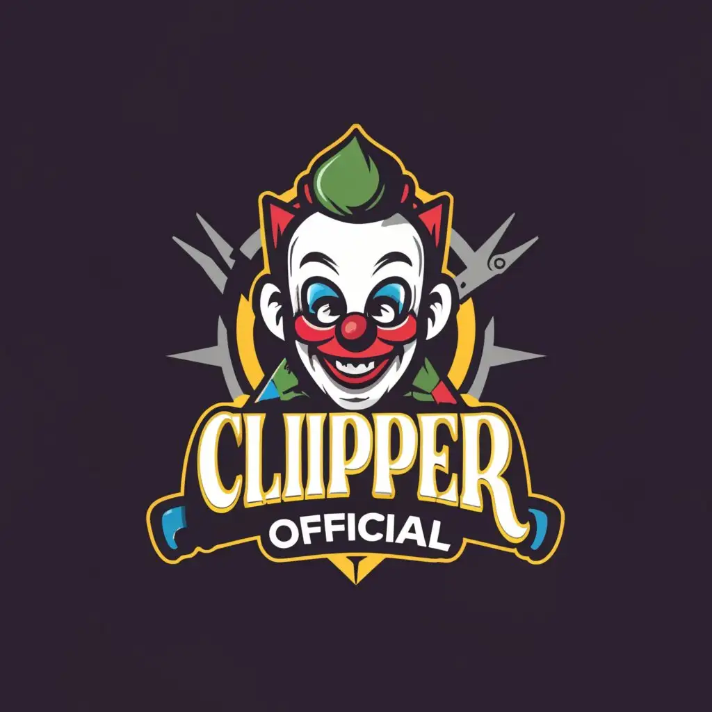 a logo design,with the text "CLIPPER
OFFICIAL", main symbol:CLOWN
CUTTER,Moderate,be used in Technology industry,clear background