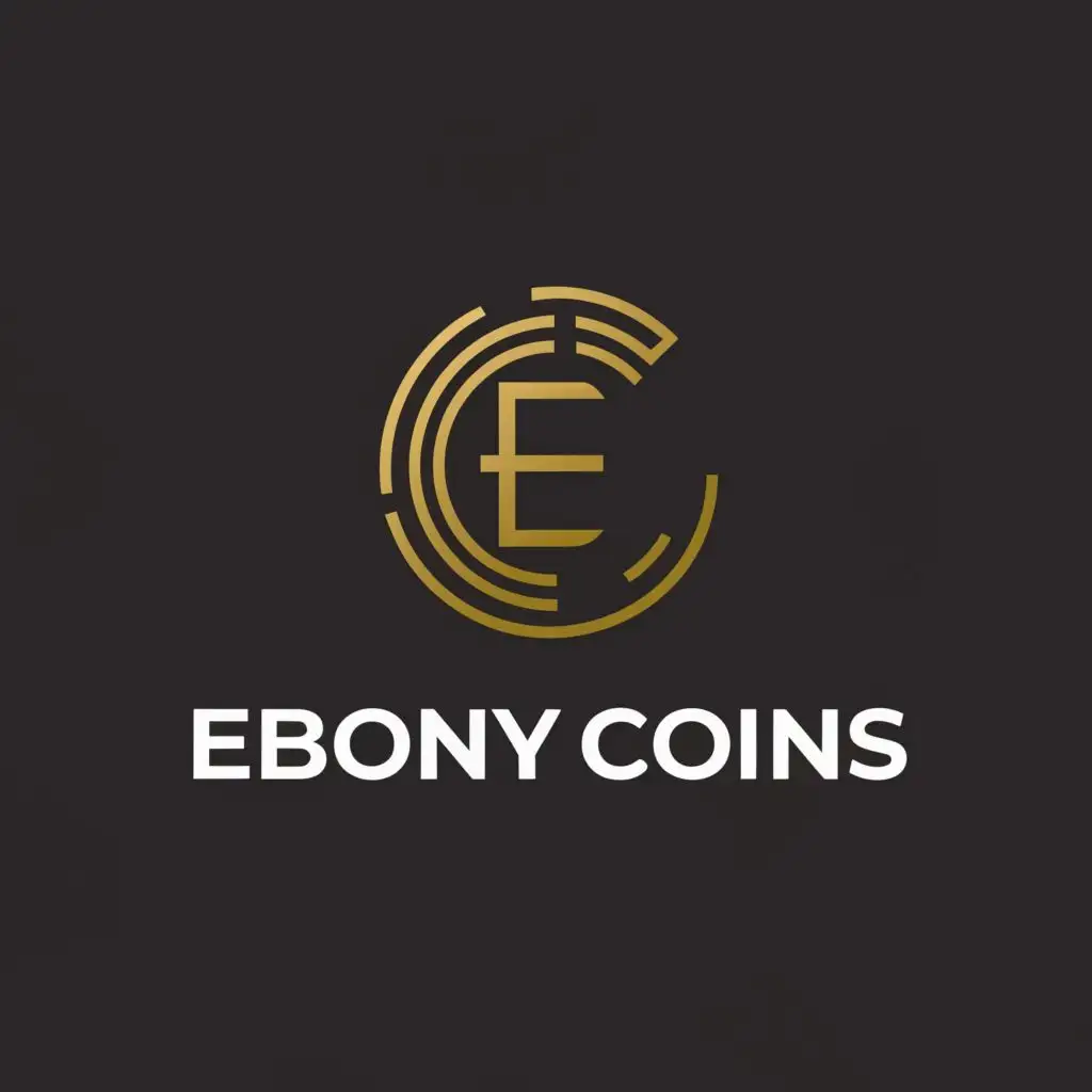 a logo design,with the text "ebony coins", main symbol:coin,Moderate,clear background