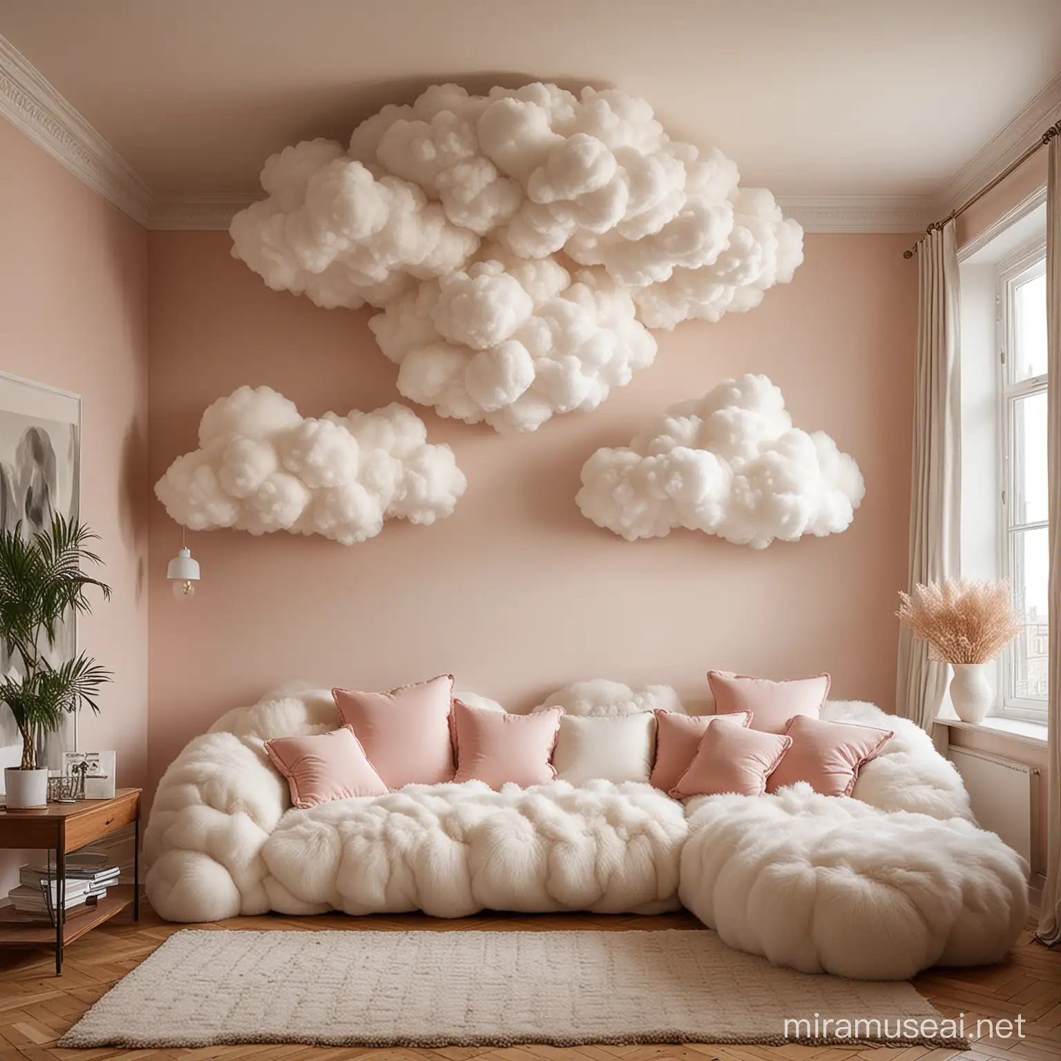 cloud, dreams, puffy, cozy, soft inspired interoor design