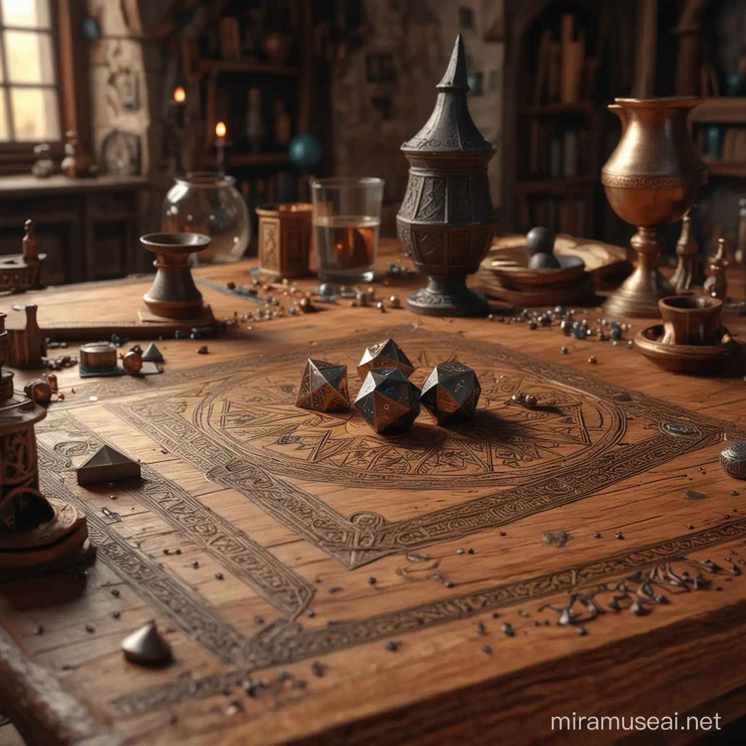 Fourth Dimensional Geometric Illusions on a Medieval Wizards Table