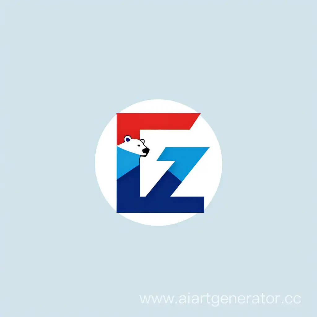 Minimalist-Bear-Logo-in-ZShaped-Design-with-White-Blue-and-Red-Colors