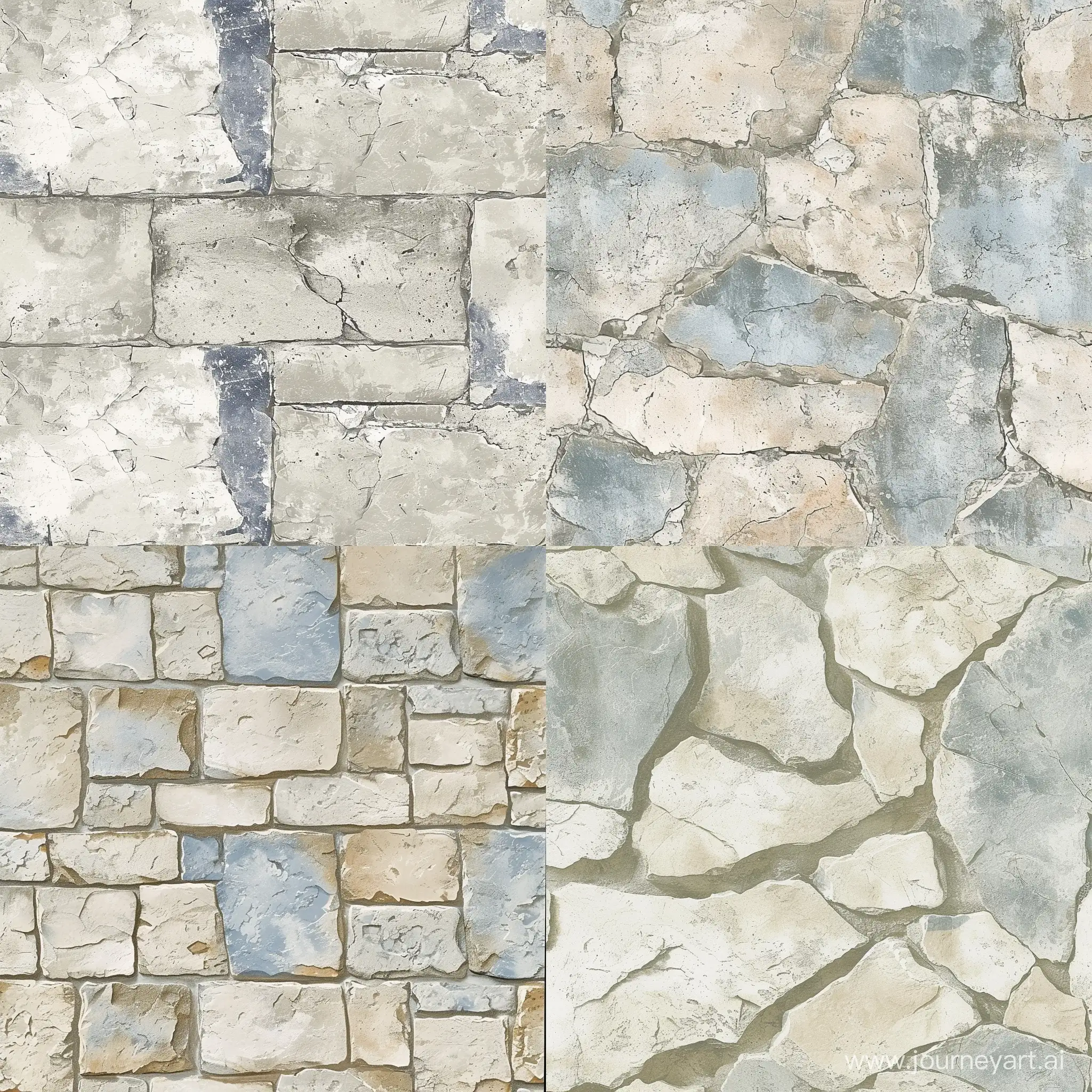 Elegant-Beige-Stone-Interior-with-Classic-GrayBlue-Wallpaper