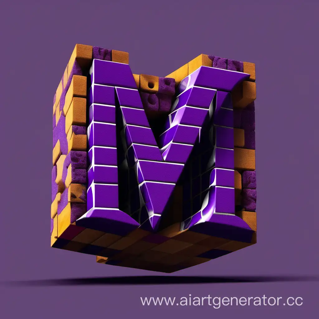 тёмно-фиолетовая шрифтом Rubik Dirt буква М с курсивом
