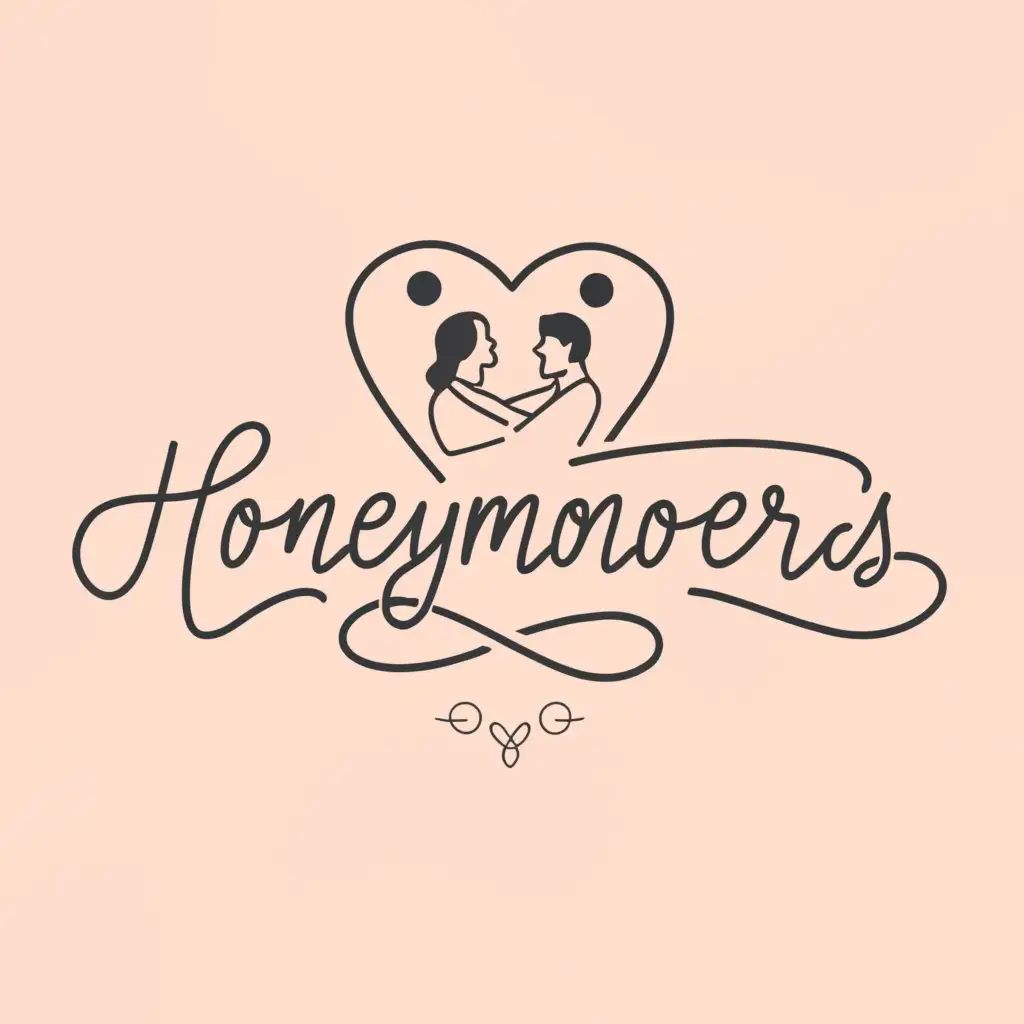 a logo design,with the text "Honeymooners", main symbol:Wedding couple,Moderate,clear background