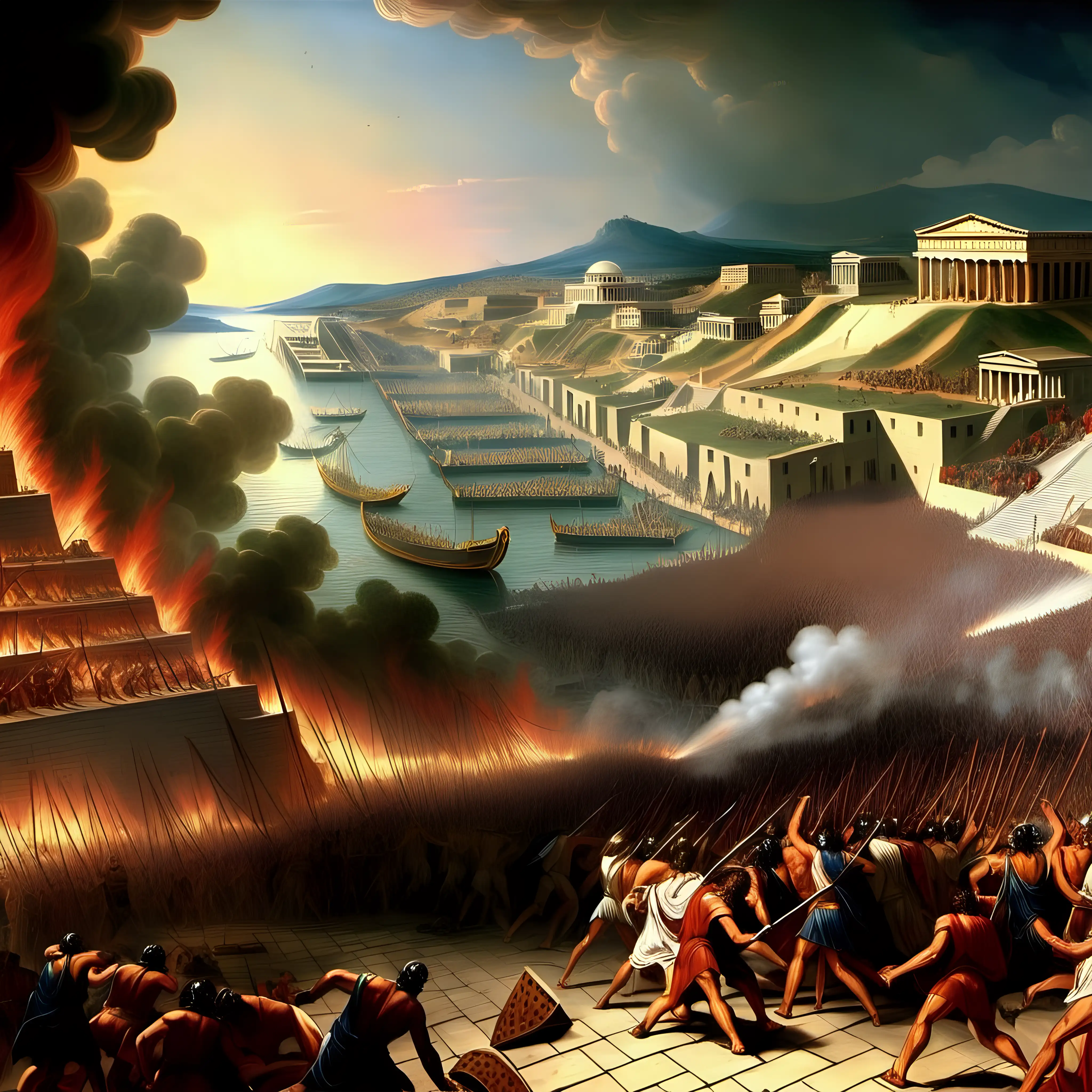Greeks Conquer Troy Epic Destruction Scene