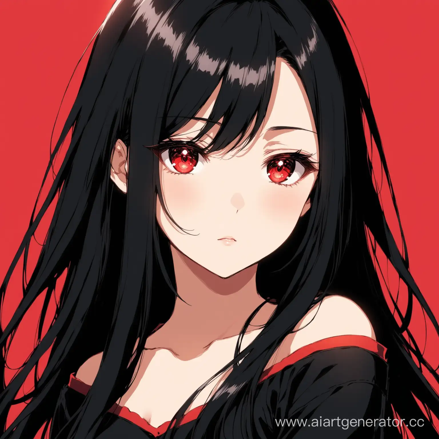 Anime-Girl-with-Long-Black-Hair-and-Red-Eyes-Illustration