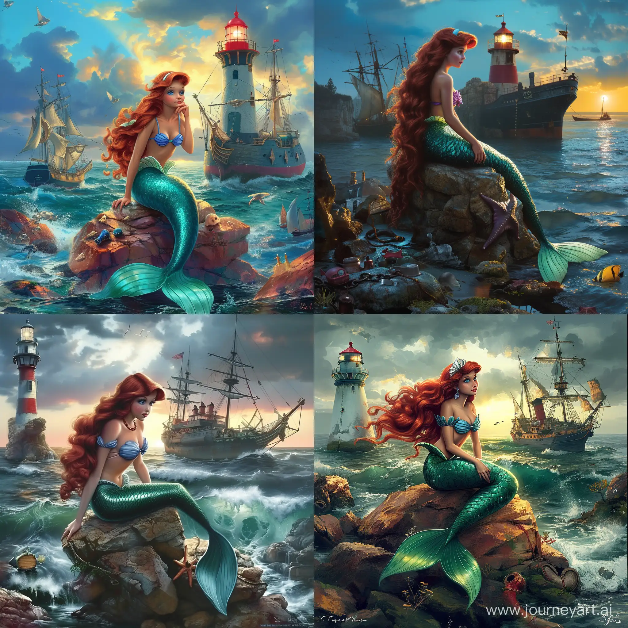Enchanting-Little-Mermaid-Pose-Amidst-Maritime-Beauty