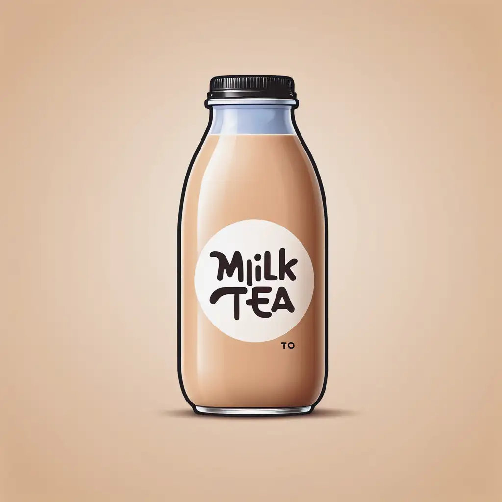 Refreshing Milk Tea Bottle Logo Design