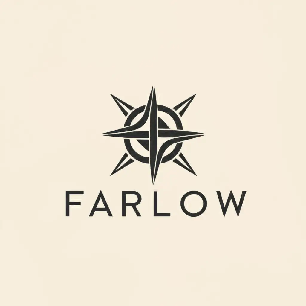 a logo design,with the text "Farlow", main symbol:"Exact Text "FARLOW" with clear compass rose background",complex,be used in Travel industry,clear background