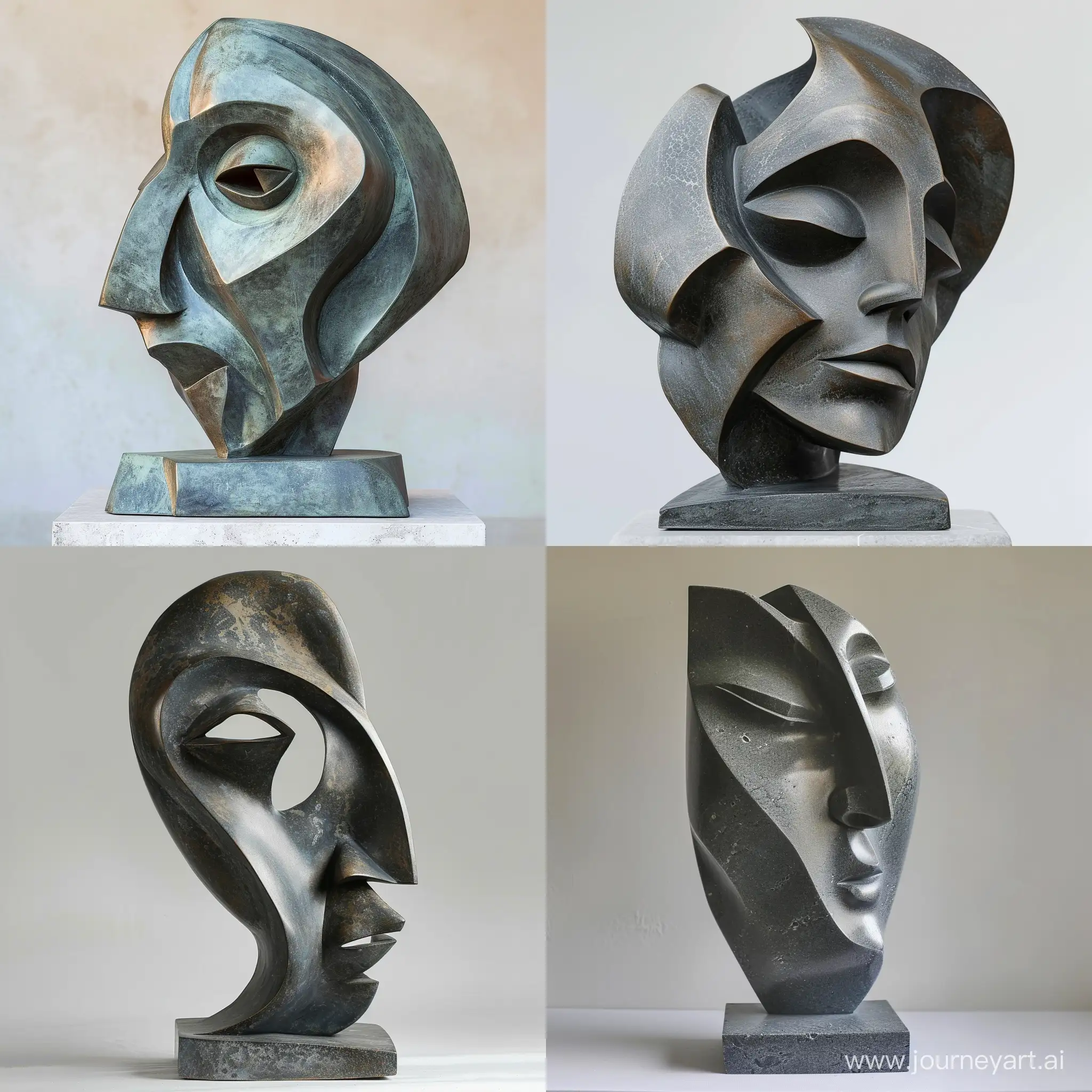 Abstract sculpture with face 
