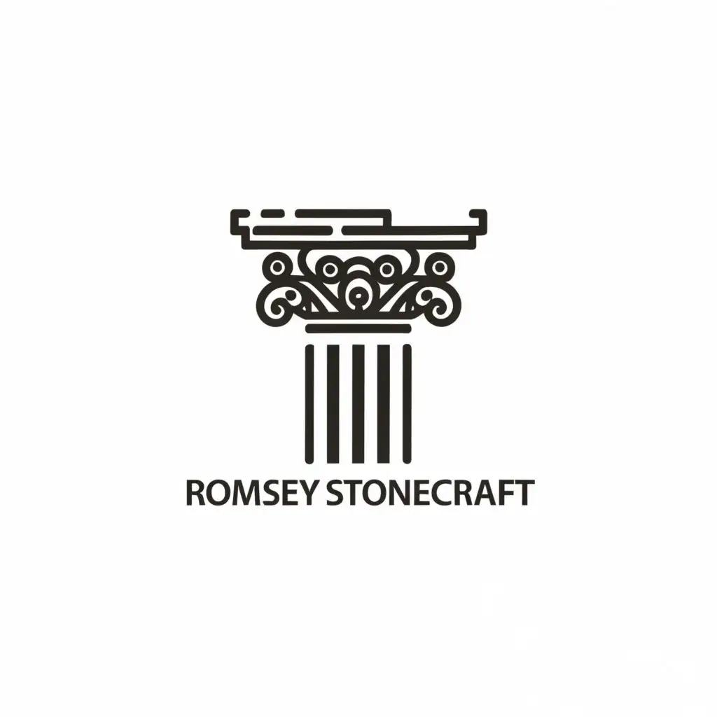 logo, column, with the text "Romsey Stonecraft", typography, be used in Construction industry