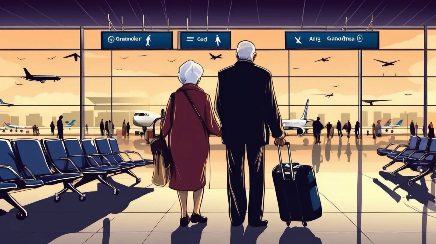 Grandparents Eagerly Awaiting Nighttime Airport Reunion