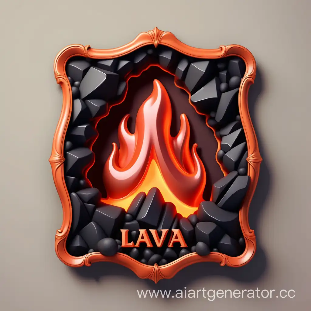 Simple logo of lava vintage frame, made of lava.